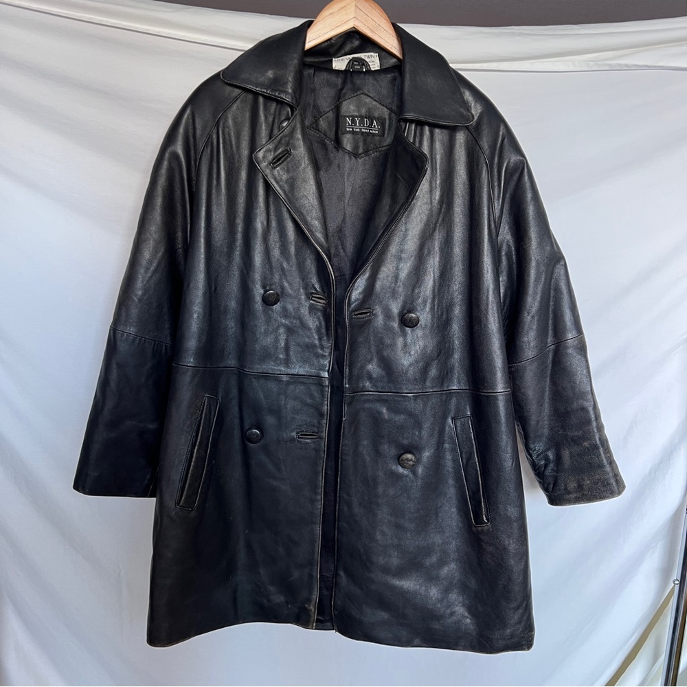 NYDA/ The Vintage Twin Black Leather Trench